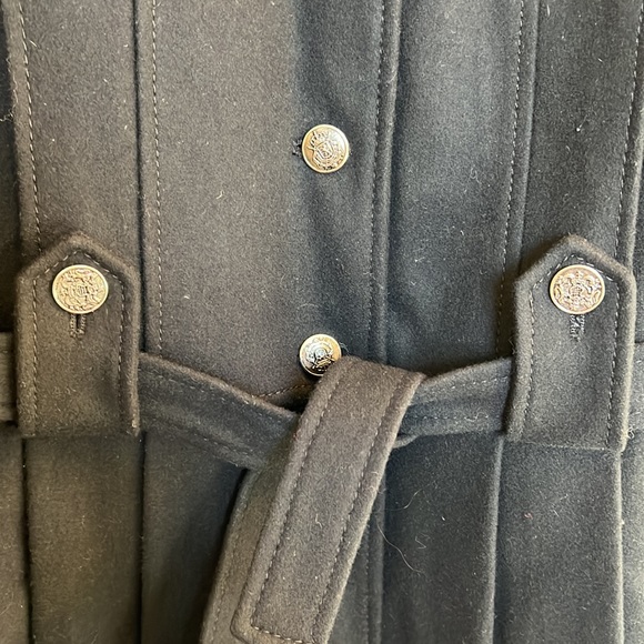 EUC Giacca Gallery Black Wool Blend Belted Trench Coat size M - Picture 6 of 11
